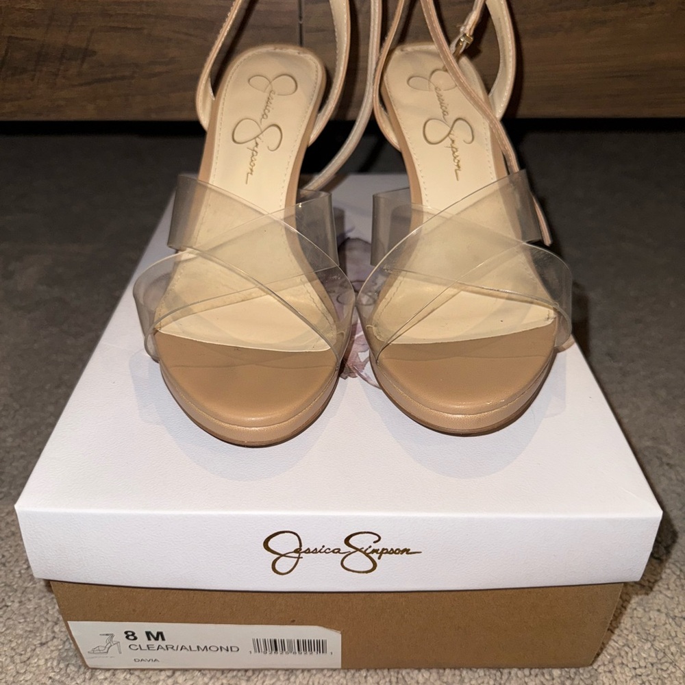 Jessica Simpson Clear and Tan Heels